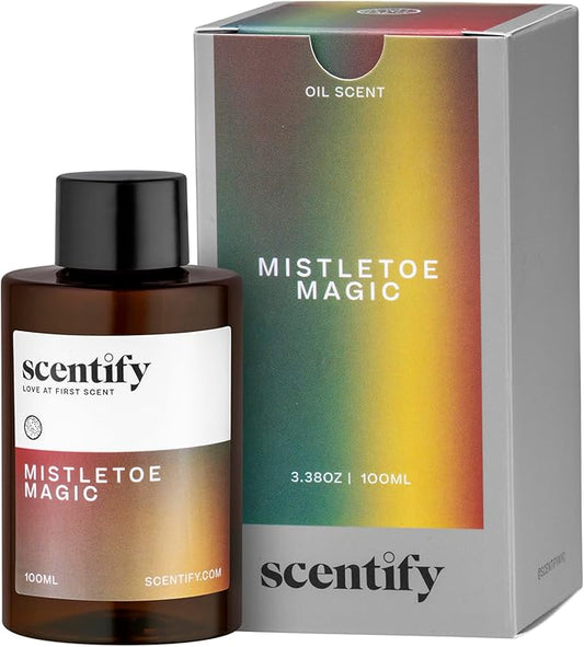 Scentify Holiday Mistletoe Magic Aroma Oil Christmas Refill Scent for Oil Diffusers - Pine, Oak, Moss, Clove, Cedar - Luxurious Relaxing Aromatherapy Fragrance 100ml, 3.38oz