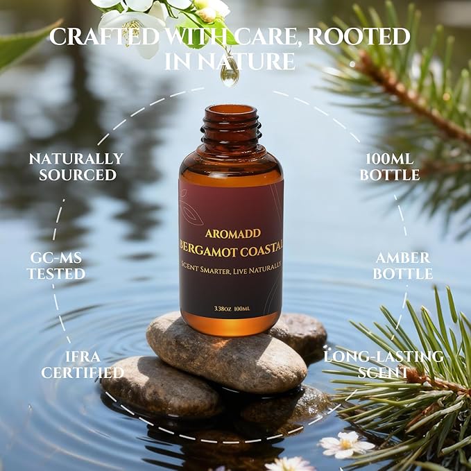 AROMADD AROMADD Bergamot Coastal Diffuser Oil Inspired by Luxury Hotel Scent 3.38 Fl Oz (100ml), Aroma Diffuser & Hotel Fragrance Diffuser Oil, Essential Oil Diffuser for Aromatherapy, Long-Lasting