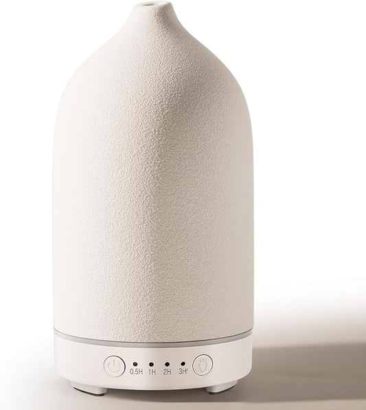 Diffuserlove Ceramic Essential Oil Diffuser 160ML Aromatherapy Diffuser for Home Bedroom Room Cool Mist Humidifier Stone Air Diffusers (Size:6.8" H x 3.6" W)