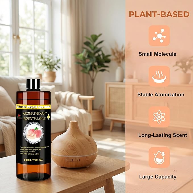 Essential Oils Diffuser Oil Refill 17.6fl.oz Large Volume Plant-Based Formula Aromatherapy Oil Air Refreshing Odor Reducing Long Lasting Scent Home Hotel Office Use Elitzia ET500EO3