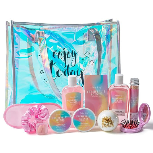 Mothers Day Spa kit Gift for Her, Christmas Gifts for Women - Unique Gift Set for Teen Girls Tote Bag for Women, 13pcs Fresh Gift Baskets for Girls, Birthday Gifts for Daughter, Girlfriend, spa kit