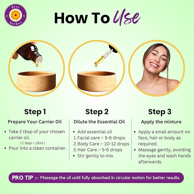 dève herbes Linden Essential Oil (Tilia vulgaris) with Glass Dropper | Pure | Non-Sticky | Non-Greasy | Lightweight | Men & Women | All Skin Types | Steam Distilled 15ml (0.5 oz)
