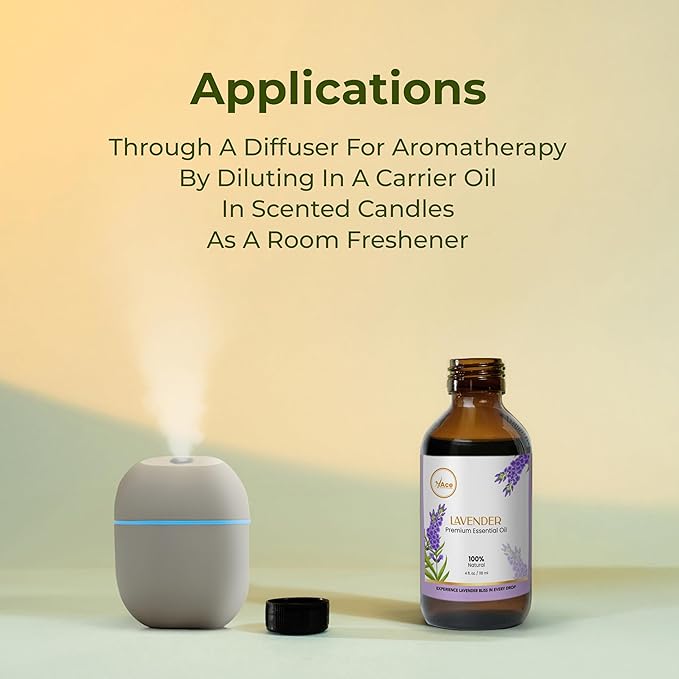 My Ace Lavender Essential Oil 4 fl oz – 100% Pure & Natural Lavandula Angustifolia – Undiluted Steam Distilled Oil for Diffuser, Aromatherapy, Skin, Hair & DIY Candle Making