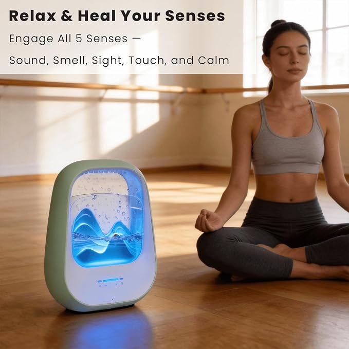 Rain Drop White Noise Machine with Realistic Rain Sounds – Bluetooth Speaker,Sleep Therapy Humidifier,Ambient Light & Aroma Diffuser for Bedroom Relaxation, Meditation & Stress Relief