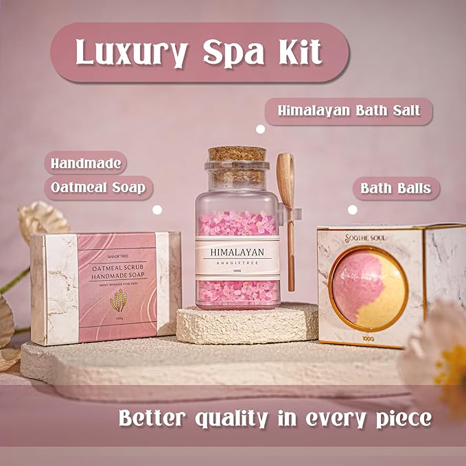 AHAGIFTREE Mother's Day Birthday Gifts Get Well Soon Gift Baskets For Women,12PC Get Well Gifts for Women After Surgery,Birthday Gifts,Care Package,Grief,Sympathy,Condolences Gift Basket (pink)