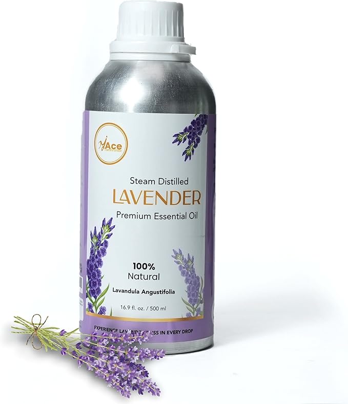 My Ace Lavender Essential Oil – 100% Pure & Natural, Steam Distilled from Lavender Flowers – Premium Grade Undiluted Oil for Diffuser, Aromatherapy, Soap & Candle Making - 16 fl oz