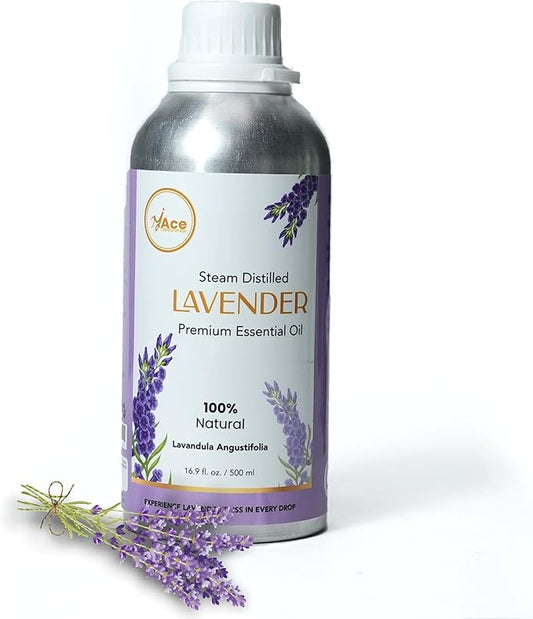 My Ace Lavender Essential Oil – 100% Pure & Natural, Steam Distilled from Lavender Flowers – Premium Grade Undiluted Oil for Diffuser, Aromatherapy, Soap & Candle Making - 16 fl oz