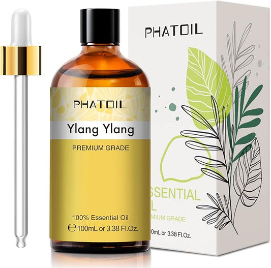 PHATOIL 100ML Ylang Ylang Essential Oil, Premium Essential Oils for Diffuser, Humidifier, 3.38fl.oz Scented Oils for Soap, Candle Making