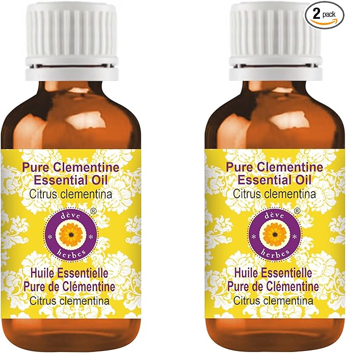 Deve Herbes Pure Clementine Essential Oil (Citrus Clementina) Steam Distilled (Pack of Two) 100ml X 2 (6.76 oz)