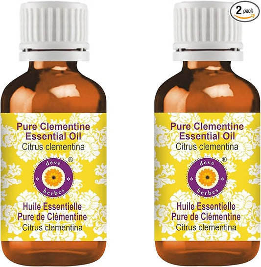 Deve Herbes Pure Clementine Essential Oil (Citrus Clementina) Steam Distilled (Pack of Two) 100ml X 2 (6.76 oz)