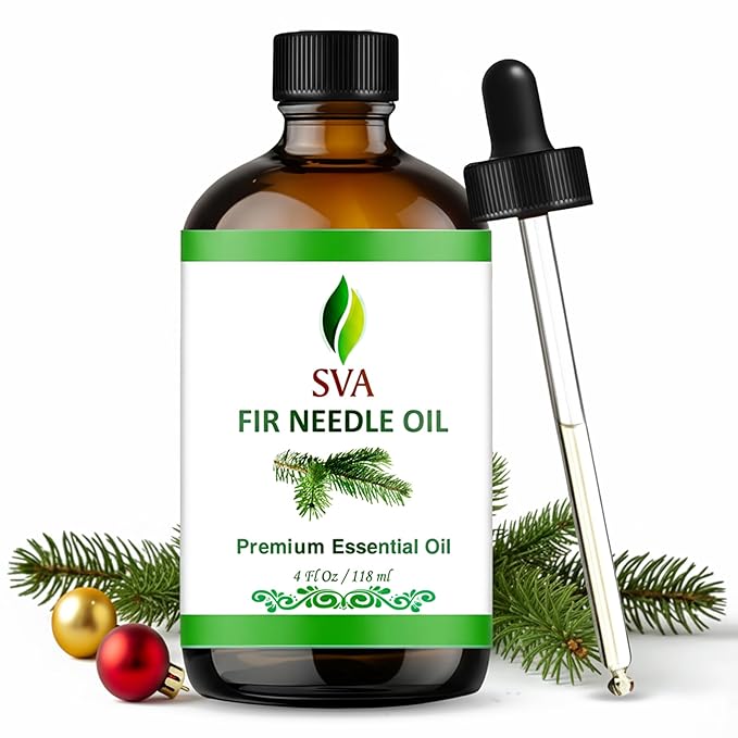 SVA Fir Needle Essential Oil – 4 Fl Oz – 100% Natural Fir Needle Oil - for Diffuser, Hair Care, Face, Skin Care, Aromatherapy, Scalp and Body Massage, Soap and Candle Making – with Dropper