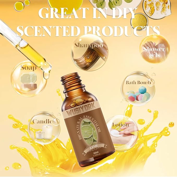 Lime Essential Oil 100ML - 100% Pure and Natural Therapeutic Grade Oils for Aromatherapy Diffuser - 3.4 Fl Oz/Lime