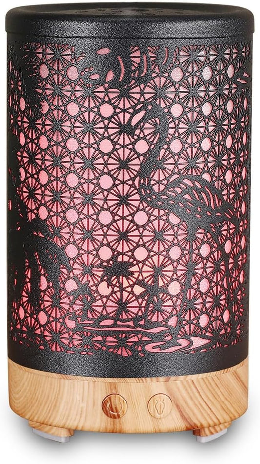 Flamingo Essential Oil Diffuser, 100ML Aromatherapy Diffuser Humidifiers for Bedroom, 7 Color Mood Lights, Waterless Auto-Off, for Bedroom, Office (Wooden)