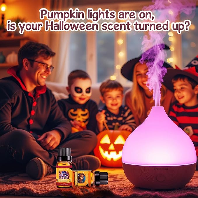 RAINBOW ABBY Fragrance Oil Halloween Set- Fresh Cut Wood, Pumpkin Pie, Campfire Whisper, Candy Land, Peppermint Starlight, and Caramel Crunch Candle Freshie Scents for Candle & Soap Making, 6x10ml