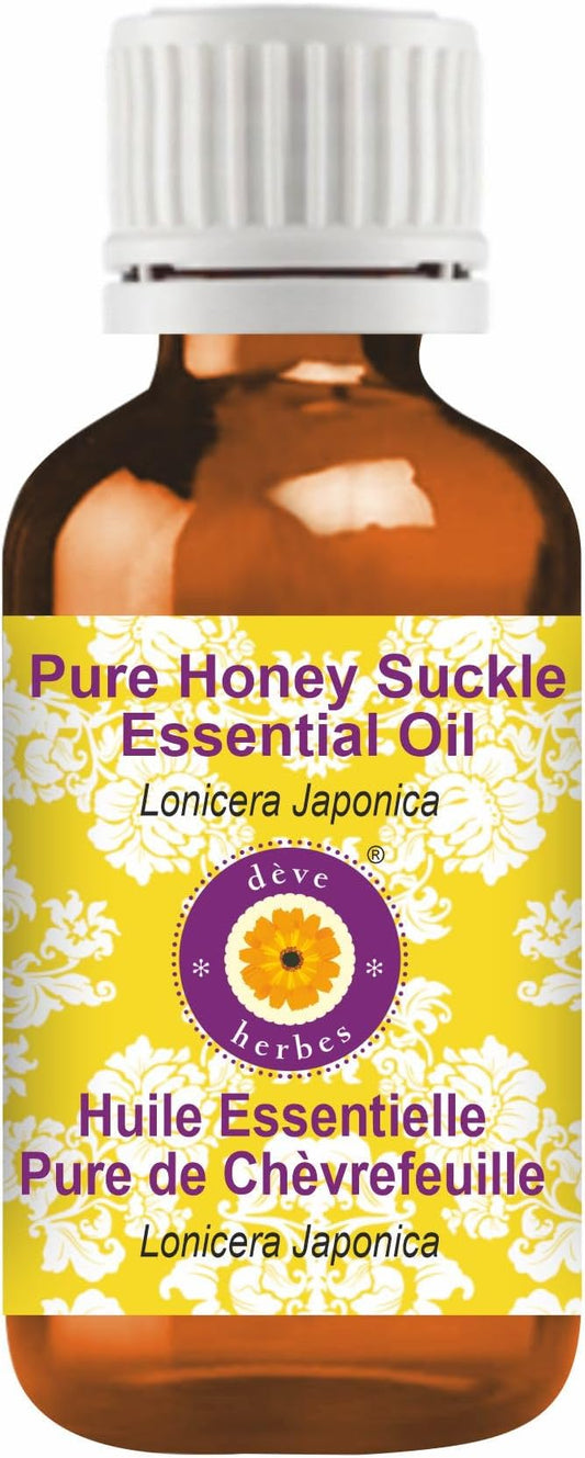 Deve Herbes Pure Honey Suckle Essential Oil (Lonicera Japonica) Steam Distilled 30ml(1oz)