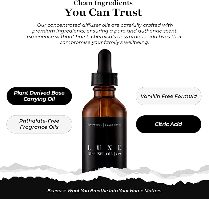 Mavwicks Fragrances Diffuser Oil (Luxe) – 2oz Premium Essential Oil Blend for Aromatherapy Diffusers, Long-Lasting Luxury Home Fragrance for Living Room, Bedroom, Office, Bathroom & Hotel