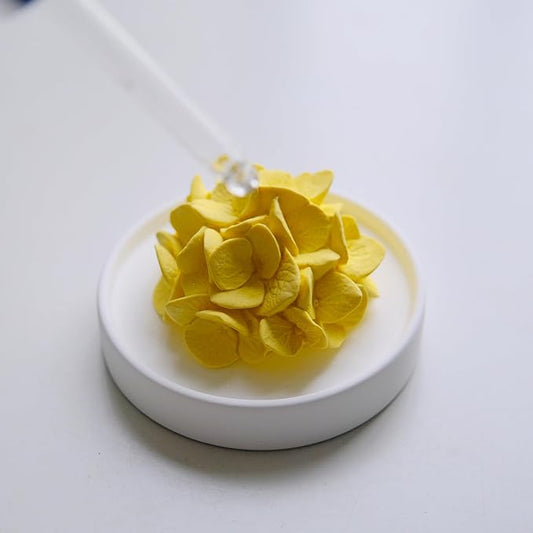 Essential Oil Passive Flower Diffuser -Non-Electric Peony Flower Porcelain Aromatherapy Diffusers for Small Mini Room, Desk Decorative, Bathroom (Yellow, Hydrangea)