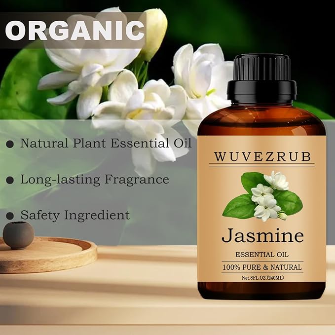 Jasmine Essential Oils, 240ML Pure and Natural Essential Oil for Aromatherapy Diffuser - Jasmine /8 Fl Oz