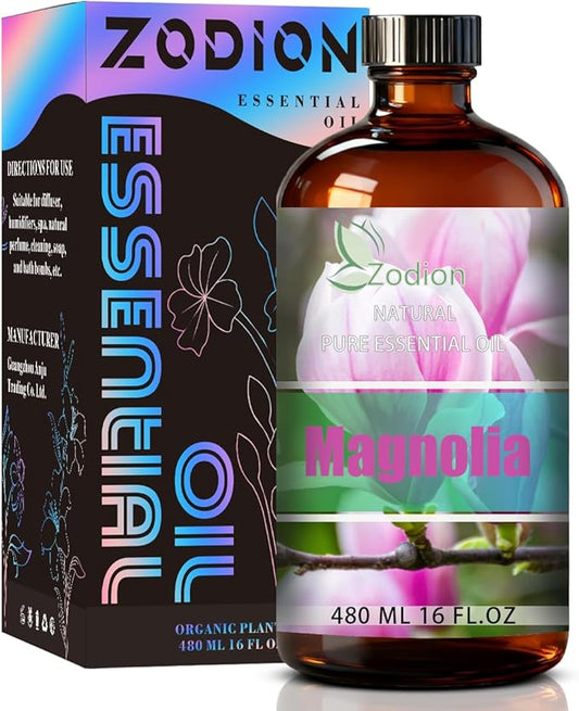 Magnolia Essential Oil, 16 fl oz (480ml) - ZODION Magnolia Fragrance Oil for Diffuser, Massage, Humidifier, DIY Candle, Soap Making, Home, Bath, Yoga