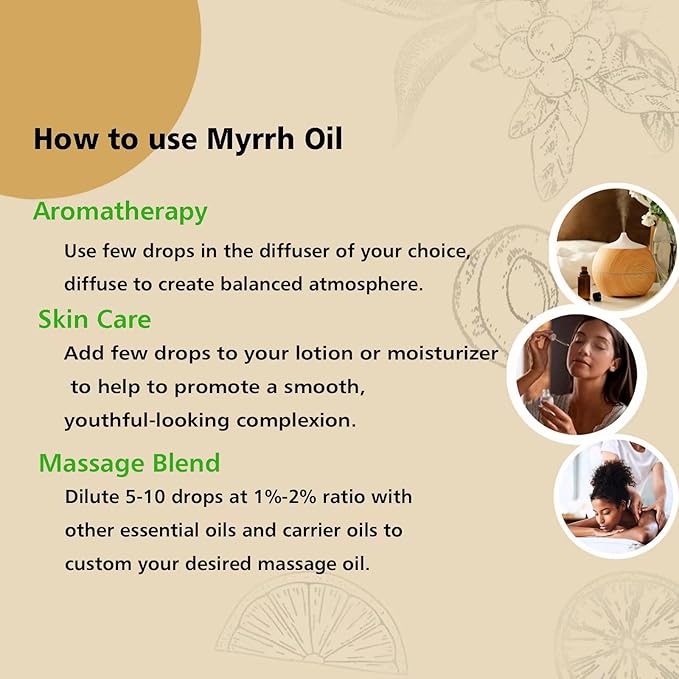 GM Gumili Frankincense and Myrrh Essential Oil Set, 2 Pack x 30ml, 100% Pure Undiluted Essential Oils for Diffuser, Aromatherapy, Meditation & Skin Care