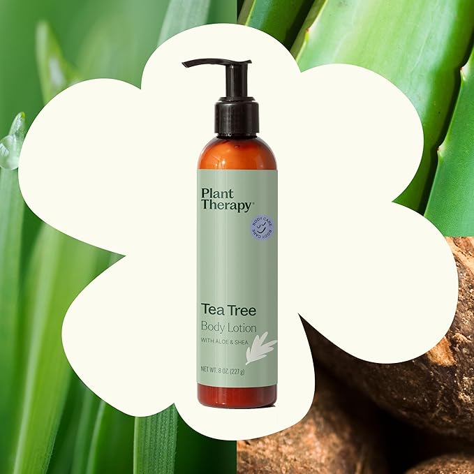 Plant Therapy Tea Tree Body Lotion with Aloe and Shea, Hydrate and Nourish Skin with Botanical Ingredients, 8 oz