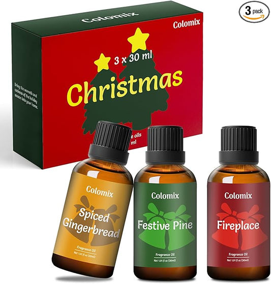 Christmas Fragrance Oils Set, 30ml x 3, Fragrance Oil for Diffuser, Candle Making, Soap Scents | Mother's Day Oil Gift Set, Essential Oils Diffuser Scents
