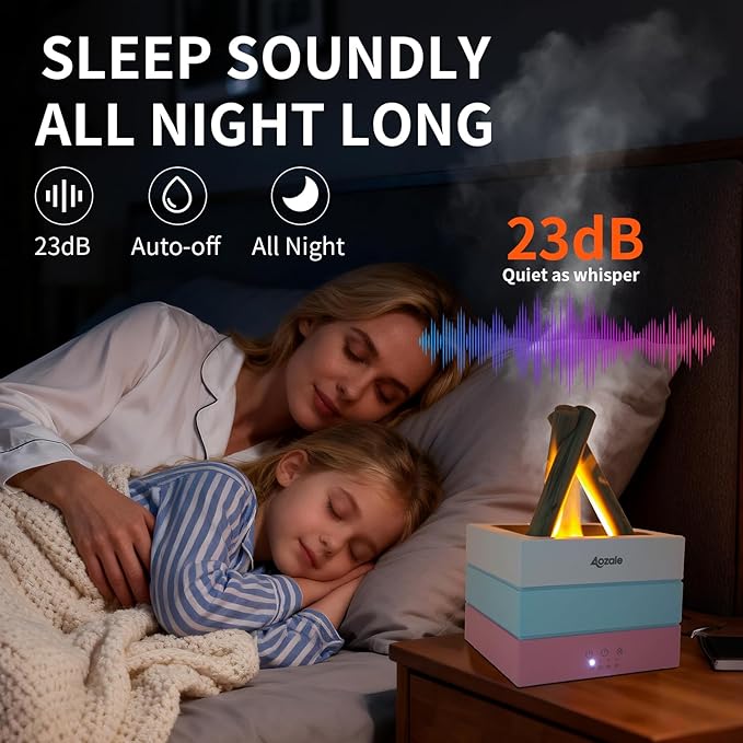 280ML Bonfire Style Essential Oil Diffuser, Pink Aromatherapy Diffuser with Remote, Flame Effect, 7-Color LED, Timer, Whisper-Quiet Mist, Auto Shut-Off for Bedroom, Office, Yoga, Gifts