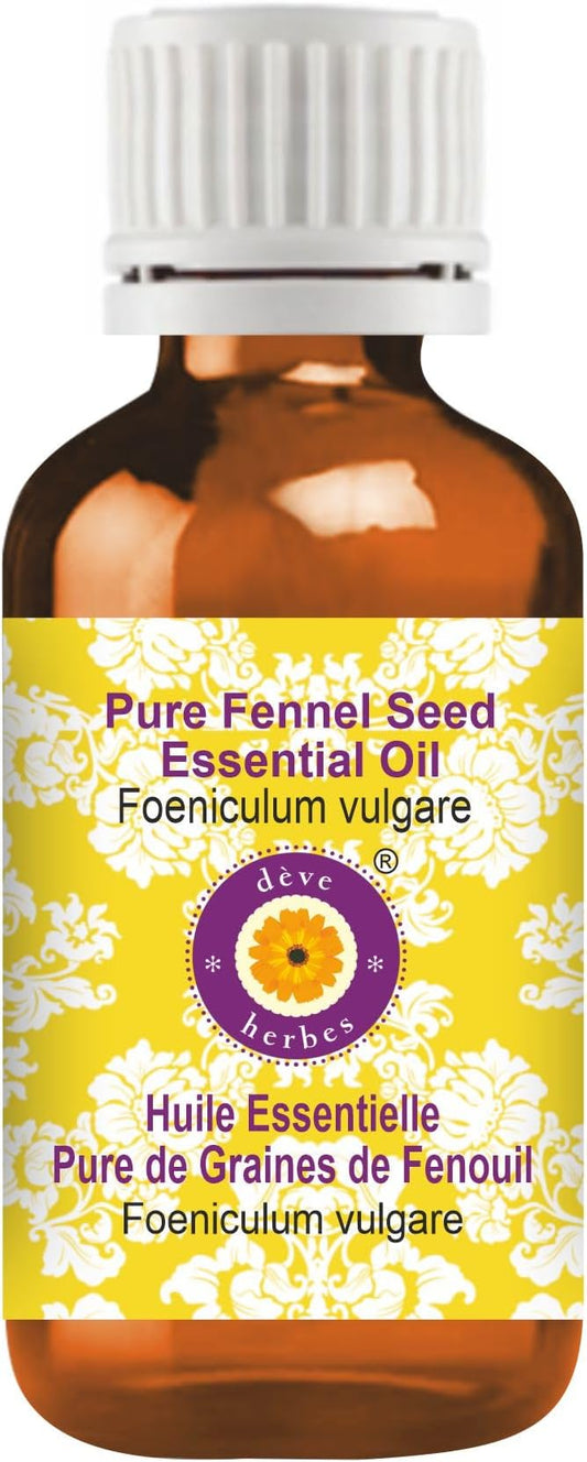 Deve Herbes Pure Fennel Seed Essential Oil (Foeniculum vulgare) 100% Natural Therapeutic Grade Steam Distilled 15ml (0.50 oz)