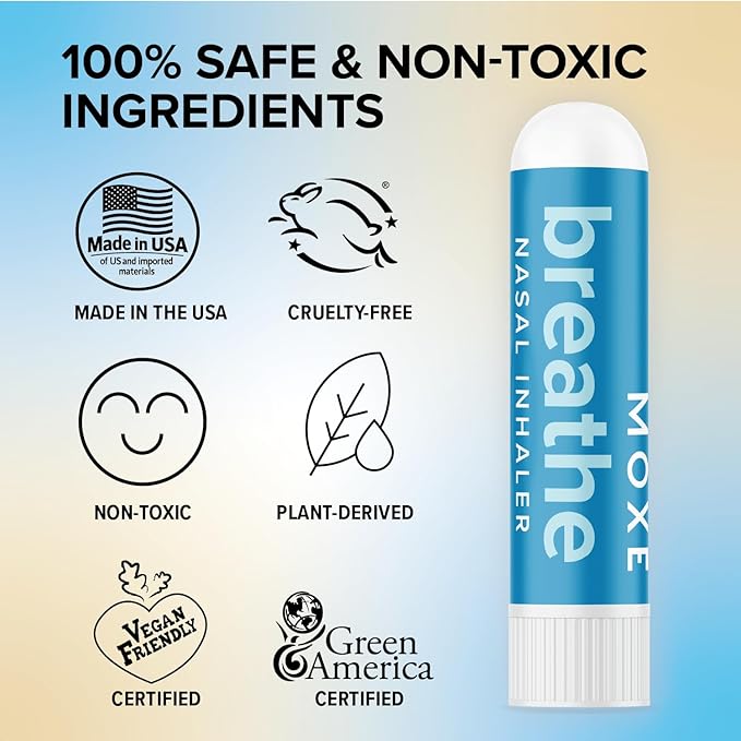 MOXE Breathe | Himalayan Salt Inhaler | Help Clear Congestion, Boost Focus and Improve Breathing | Natural Aromatherapy | Peppermint, Lavender and Tee Tree Essential Oil (1 Pack)…