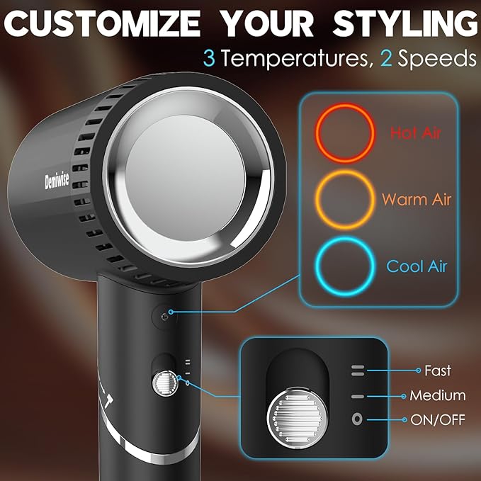 110000 RPM High-Speed Hair Dryer for Curly Hair, 1400W Low Noise Iconic Dryer with Diffuser and Nozzle - Quick Drying, Negative Ion Technology, Ideal Gift