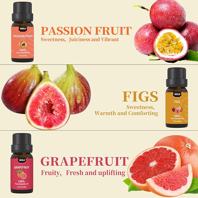 Essential Oils for Diffuser for Home,Diffuser Oils Scents for Aromatherapy,Laundry,Candle&Soap Making,Humidifiers,Fruit Scents
