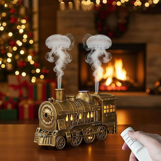 Vintage Steam Train Aromatherapy Essential Oil Diffuser Humidifier,300ML Train Diffusers for Essential Oils with Remote with Dual-Color LED Light,Ultra-Quiet and Auto Shut-Off for Home Office(Bronz)