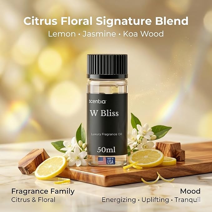 Scentia W Bliss (W Magic) Hotel Scent Diffuser Oil – Luxury Fragrance Inspired by W Hotel – 50 mL – Bergamot, Lemongrass & Jasmine Essential Oil Blend for Home, Office & Aromatherapy Diffusers