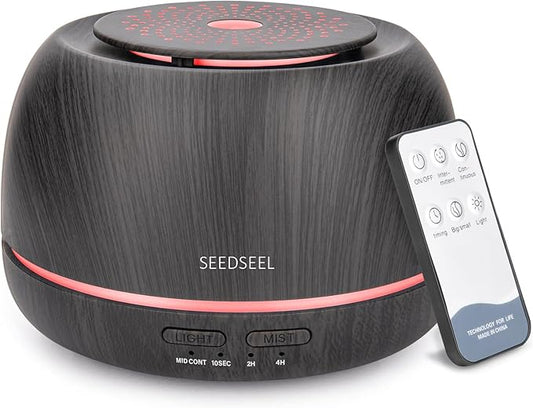 SEEDSEEL 300ML Essential Oil Diffuser,Ultrasonic Aromatherapy Diffuser, 7-Color Gradient Lights, Remote Control, 8 Hours Run Time, Suitable for Home,Office