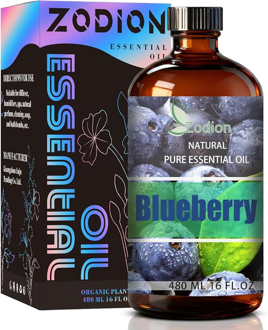 Blueberry Essential Oil, 16 fl oz (480ml) - ZODION Blueberry Fragrance Oil for Diffuser, Massage, Humidifier, DIY Candle, Soap Making, Home, Bath, Yoga