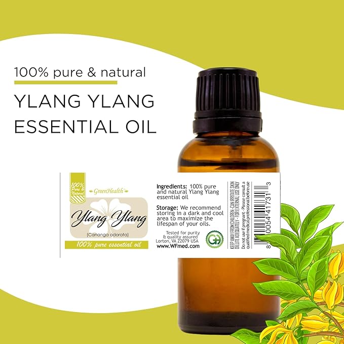 Ylang Ylang Essential Oil – 32 fl oz (946 ml) Aluminum Bottle w/Plug Cap – 100% Pure Essential Oil – GreenHealth
