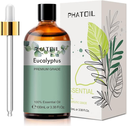 PHATOIL Pure Eucalyptus Essential Oil, 100% Pure Therapeutic Grade Premium Oil for Hair Care, Skin, Aromatherapy 3.38Fl Oz