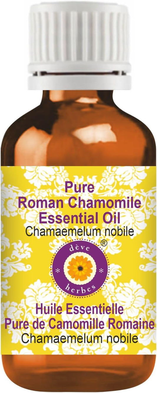 Deve Herbes Pure Roman Chamomile Essential Oil (Chamaemelum nobile) Steam Distilled 30ml (1 oz)