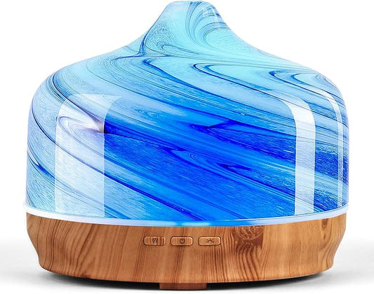 Porseme 500ml Glass Essential Oil Diffuser Aromatherapy Ultrasonic Cool Mist Humidifier 15-21 Running Hours Waterless Auto-Off Air Diffusers for Sleeping Yoga Working Spa(Ink)