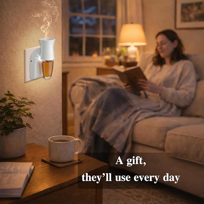 2 Pack Wall Fragrance Plug in with Night Light Compatible with Bath & Body Works Wallflowers, Plug in Aromatherapy Diffuser for Bedroom, Home Fragrance, Relaxing Atmosphere - White