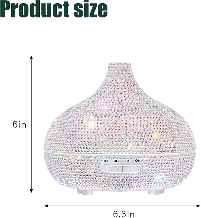 Bling Rhinestone Onion Aromatherapy Diffuser for Home Bedroom 500ml Large Oil Diffuser Artistic Charm with Vibrant 7-Color Ambient Lighting Cool Mist Humidifier