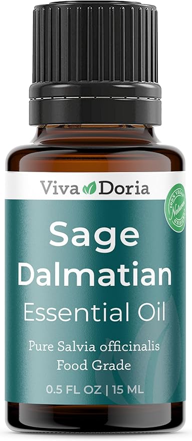 Viva Doria Sage Essential Oil, 100% Pure, Natural, Dalmatian Sage Essential Oil, Undiluted, for Aromatherapy | Food Grade, 15 mL (0.5 Fluid Ounce)