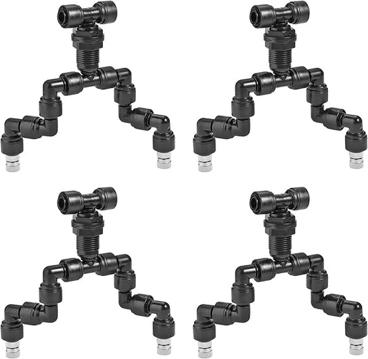 CozyCabin 4Pcs Double Reptile Mister Nozzles, 1/4'' Reptile Misting Spray Nozzle 360 Degree Adjustable Detachable Nozzle - Fine Mist Fogger for Terrarium, Aquarium Rainforest