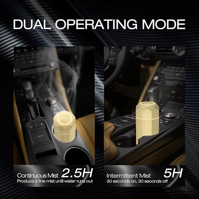 SALKING Car Diffuser, Car Air Fresheners, USB Aromatherapy Diffuser for Essential Oils, Portable Diffuser Humidifier for Car, Cool Mist Mini Diffuser with Adjustable Mist Mode, for Home Office Bedroom