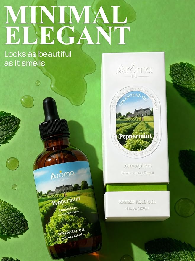 Peppermint Oil with Premium Gift Box - Peppermint Essential Oils for Diffusers - 4 Fl Oz 100% Pure Natural - Gift-Ready Box - Gifts for Women