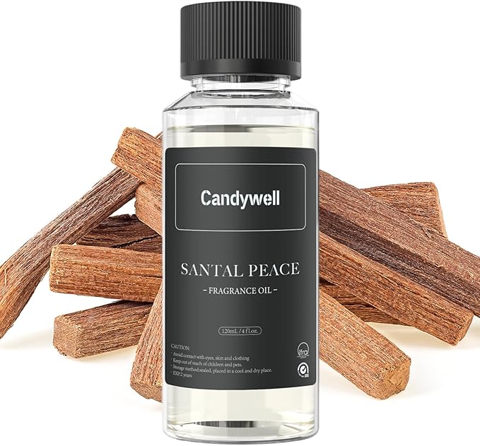 Hotel Diffuser Oil for Waterless Diffusers, Luxurious Relaxing Aromatherapy Scent Essential Oil with Cardamom, Cedar & Sandalwood, 4 Fl Oz, 120 ML, Santal Peace