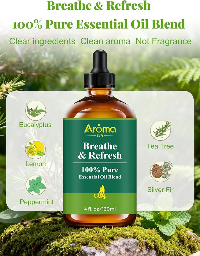 Breathe & Refresh — A 100% Pure Essential Oil Blend Cool-Crisp Blend that Makes Any Space Feel Like Fresh Air Again, Essential Oils for Diffusers for Home