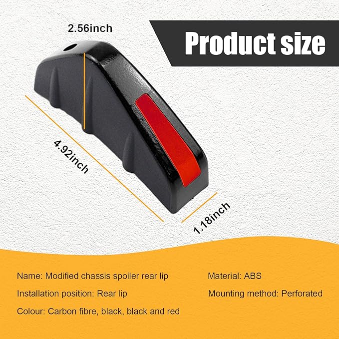 Augeny 4PCS Car Rear Lower Bumper Wing Lip Diffuser, Anti-Crash Auto Shark Fin Spoiler Protector with Mounting Screws, Universal Rear Bumper Lip Diffuser Kit for Car SUV Truck (Black Edge/Red Cover)