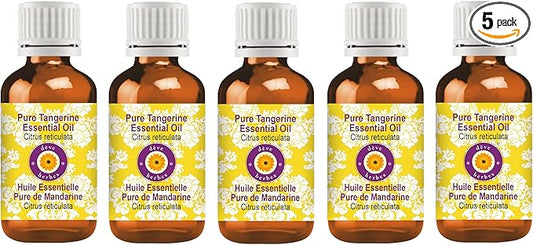 dève herbes Pure Tangerine Essential Oil (Citrus reticulata) Steam Distilled (Pack of Five) 100ml X 5 (16.9 oz)