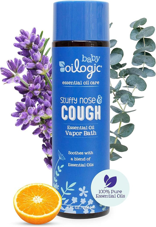 Oilogic Stuffy Nose and Cough Vapor Bath Relief for Babies & Toddlers, Essential Oil Breathe Blend - Pediatrician & Dermatologist Tested Formula Naturally Soothes with Essential Oils- 266ml (9 fl oz)